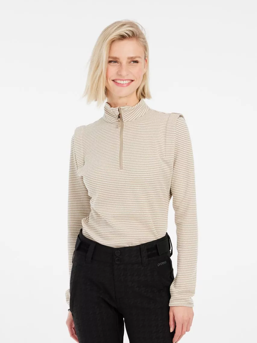 PRTIVORY 1/4 zip active top BambooBeige