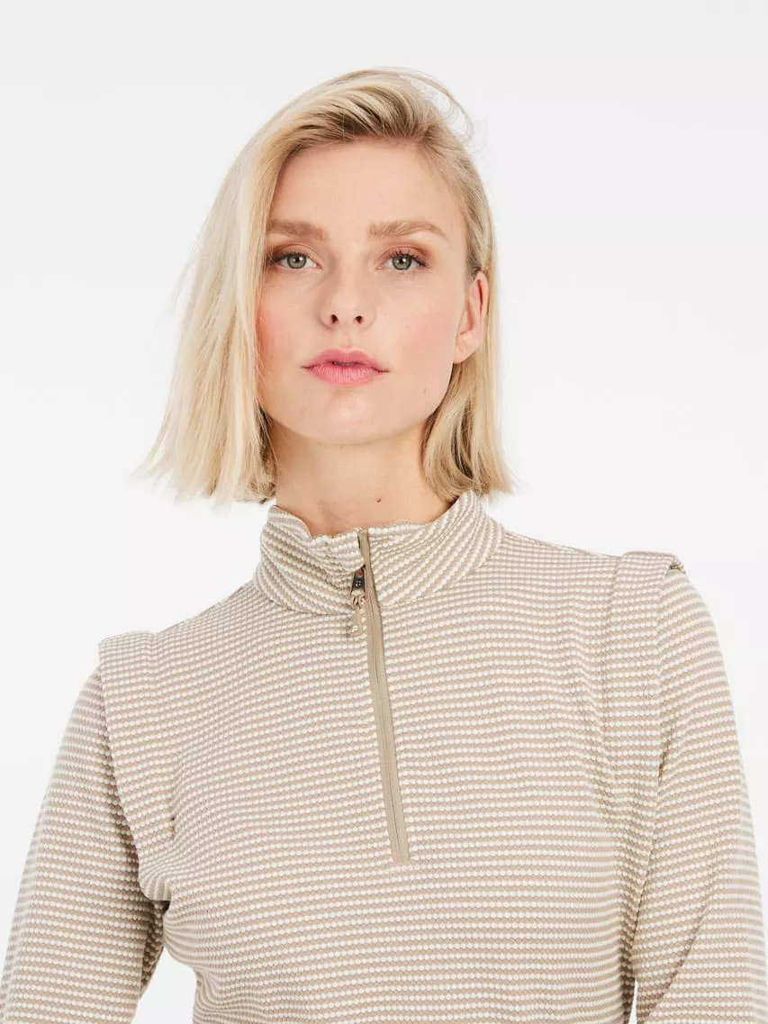 PRTIVORY 1/4 zip active top BambooBeige